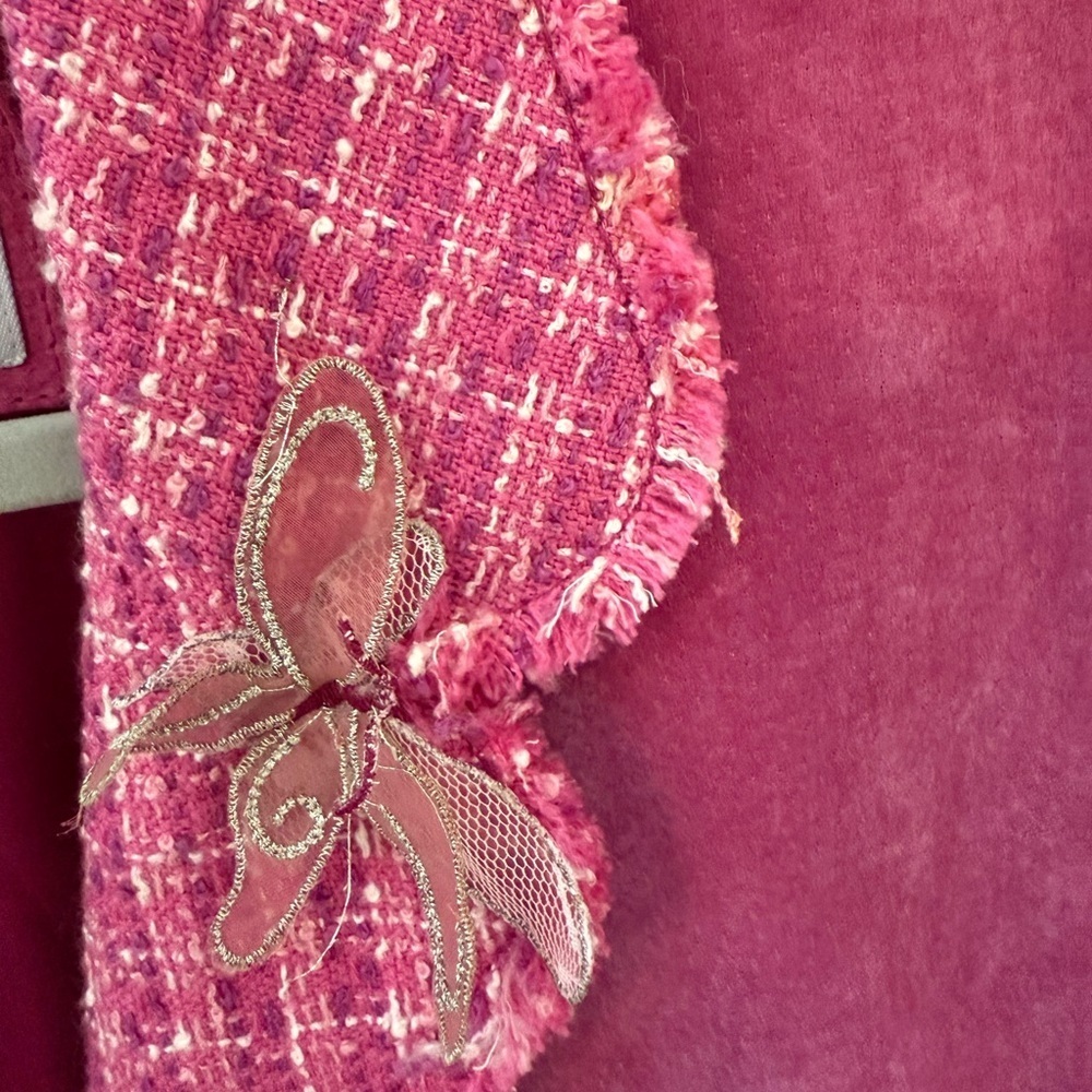 Wilsons Leather maxima Y2K jacket Pink Suede Leather butterfly Elle woods size L - Picture 5 of 8